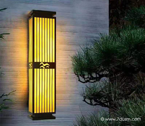 (QDQBD-YS021)別墅室外大門兩側(cè)簡(jiǎn)約中式墻壁燈安裝亮燈實(shí)拍1